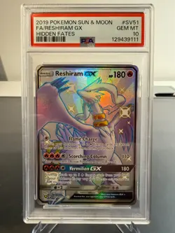 Pokemon TCG PSA 10 GEM MINT Reshiram GX SV51/SV94 Hidden Fates English - Image 1