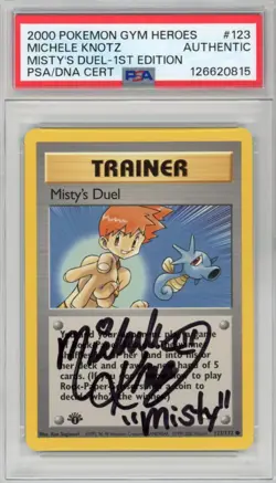 PSA Authentic Signed Michele Knotz Misty's Duel 123/132 Gym Heroes 1st Edition - Image 1