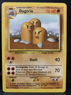 Pokemon TCG Dugtrio Base Set 19/102 1999 WOTC Vintage HP/DMG Keiji Kinebuchi - Image 1
