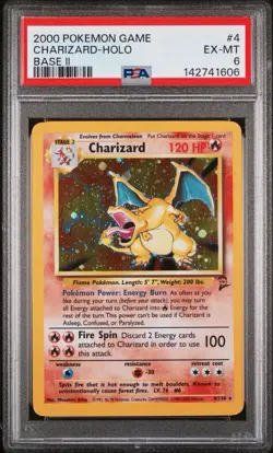 Pokemon TCG Charizard Holo Base Set 2 #4/130 PSA 6 2000 English Base Set II - Image 1