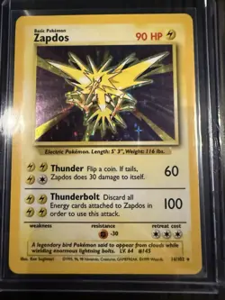 Pokemon Zapdos 16/102 Base Set Holo Rare Near Mint English 1999 WOTC NM 💎 - Image 3