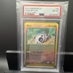 2003 Pokemon EX Aron Reverse Holo Sandstorm #56 PSA 8 - Image 2