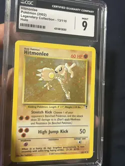 CGC 9 MINT Hitmonlee 2002 Legendary Collection 13/110 Holo Pokemon Card - Image 2