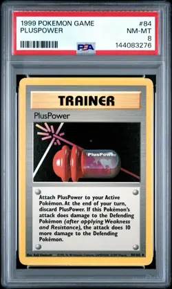 1999 POKEMON GAME BASE SET UNLIMITED #84 PLUSPOWER PSA 8 - Image 1