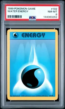 1999 POKEMON BASE SET UNLIMITED #102 WATER ENERGY PSA 8 - Image 1