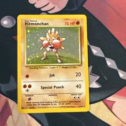 Base Set Unlimited Hitmonchan 7/102 Holofoil Holo Rare Pokemon DMG - Image 1