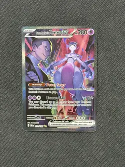 NM Team Rocket’s Mewtwo ex 231/182 Destined Rivals SIR Holo Pokemon Card - Image 1
