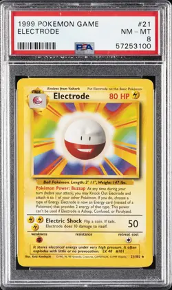 1999 POKEMON BASE SET UNLIMITED #21 ELECTRODE PSA 8 - Image 1