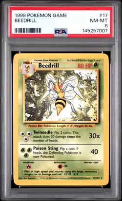 1999 POKEMON GAME #17 BEEDRILL PSA 8 - Image 1