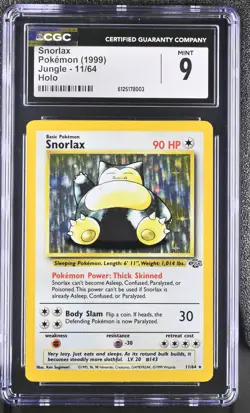 POKEMON 1999 JUNGLE UNLIMITED SNORLAX #11 VINTAGE HOLO ⭐CGC 9 MINT⭐ - Image 1