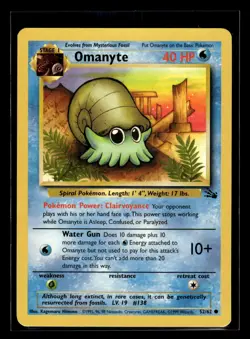 1999 Pokemon Fossil #52/62 Omanyte NM-Mint+ - Image 1