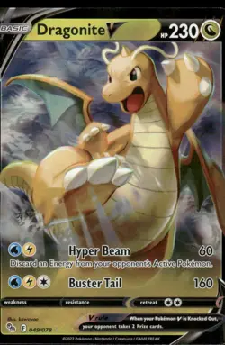 Pokemon Cards Dragonite V 049/078 Pokemon GO Holo Rare V NM - Image 1
