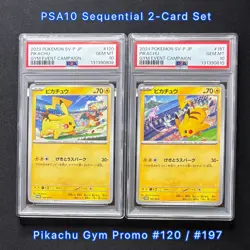 PSA10 Pikachu Gym Promo Sequential 2-Card Set 197/SV-P & 120/SV-P JP GEM MINT - Image 1