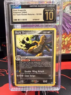 CGC 10 PRISTINE Dark Dragonite 2004 EX Team Rocket Returns 15/109 Pokemon Card - Image 1