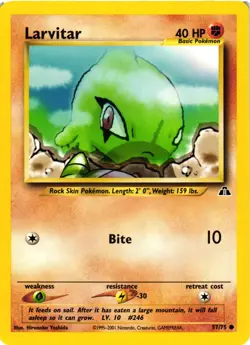 Pokemon TCG Larvitar Neo Discovery 57/75 Regular Unlimited Common VLP - Image 1