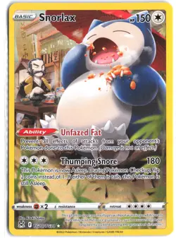 Snorlax TG10/TG30 Holo Trainer Gallery Rare Lost Origin Trainer Gallery Pokemon - Image 1