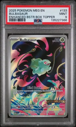 Bulbasaur Enhanced Booster Box Topper Pokemon Mega Evolution 133/132 PSA 9 - Image 1