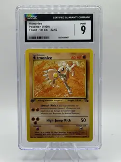 1999 Pokemon Fossil 1st Edition Hitmonlee 22/62 CGC 9 MINT WOTC Pokemon - Image 2