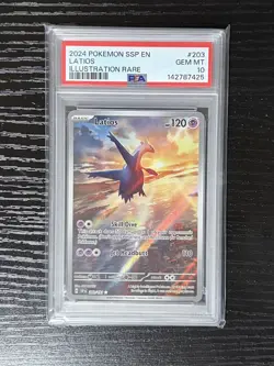 2024 Pokemon SV Surging Sparks SSP EN Latios #203/191 PSA 10 - Image 1