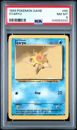 1999 POKEMON BASE SET UNLIMITED #65 STARYU PSA 8 - Image 1