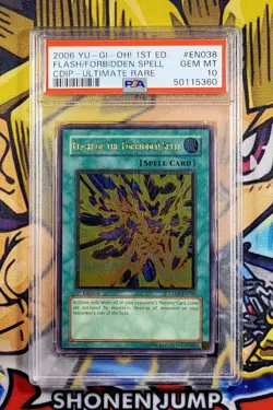 Yu-Gi-Oh FLASH OF THE FORBIDDEN SPELL 1st Ed CDIP-EN038 PSA 10 Ultimate Rare GEM - Image 1