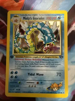 Misty’s Gyarados 13/132 1st Edition Gym Challenge Holo Pokemon Card - Image 1