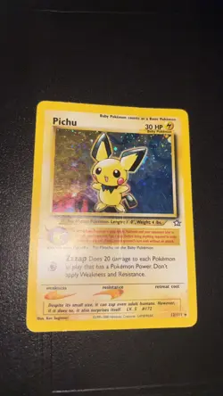 Pokemon Pichu Neo Genesis Holo Rare Unlimited Card 12/111 30 HP English NM - Image 1