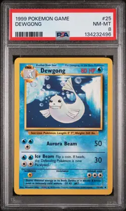 POKEMON CARD 1999 PSA 8 NM MINT Base Set Unlimited #25 Dewgong - Image 1