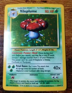 Vileplume 15/64 No Symbol Error Holo Jungle Set Rare Pokemon Card MP/Dent^ - Image 1