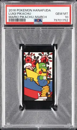 2016 POKEMON HANAFUDA MARIO PIKACHU MARCH LUIGI PIKACHU PSA 10 - Image 1