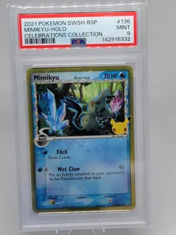 Pokemon Mimikyu TCG Holo Promo SWSH136 Celebrations PSA 9 - Image 1
