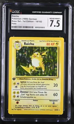 1999 Pokemon German 14 Raichu-Holo 1st Edition Base Set Grade 7.5 CGC PSA BGS - Image 1