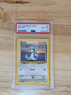 Dratini 1999 Pokemon Game Unlimited Base Set 26 PSA 8 NM - Image 1