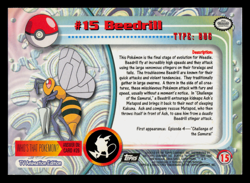 NM - Pokemon Topps Beedrill #15 TV Animation Edition Series 1 (Black Logo) - Image 2