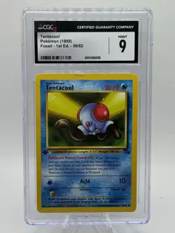 CGC MINT 9 Pokemon Tentacool 56/62 1999 Fossil 1st Edition - Image 2