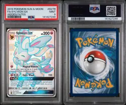2019 POKEMON SUN & MOON HIDDEN FATES #SV76 FULL ART/SYLVEON GX PSA 9 - Image 3