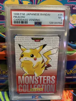 1996 Pokemon Japanese Bandai Pikachu Carddass Vending #25 PSA NM 7 - Image 1