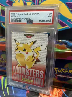 1996 Pokemon Japanese Bandai Pikachu Carddass Vending #25 PSA NM 7 - Image 3