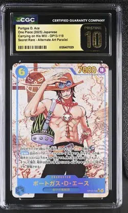 CGC 10 Pristine One Piece Portgas D. Ace OP13-119 SEC Carrying His Will Alt Art - Image 1
