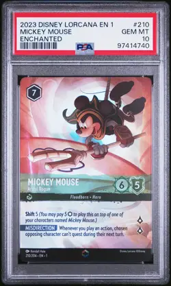 2023 DISNEY LORCANA EN 1-THE FIRST CHAPTER MICKEY MOUSE - ARTFUL ROGUE PSA 10 - Image 1