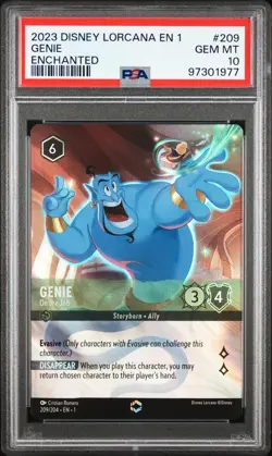 2023 DISNEY LORCANA EN 1-THE FIRST CHAPTER ENCHANTED GENIE - ON THE JOB PSA 10 - Image 1