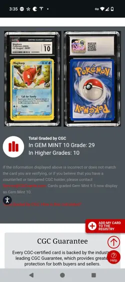 (POP 29) CGC 10 GEM MINT 2003 Pokemon EX Dragon 60/97 Magikarp Card - Image 4