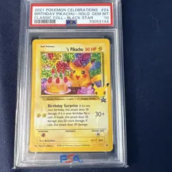 2021 Pokemon Celebrations Birthday Pikachu-Holo Card GEM MT 10 Black Star Promo - Image 1