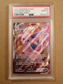 2021 Pokemon Sword and Shield Evolving Skies Espeon Vmax #65 PSA 10 - Image 1