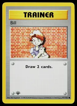Pokemon Card - Bill 1st Edition Base Set Shadowless 91/102 - Image 1