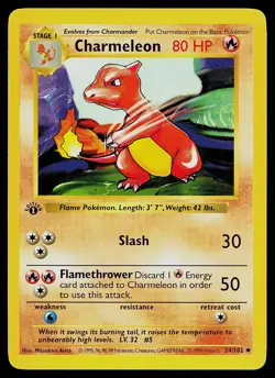 Pokemon Card - Charmeleon 1st Edition Base Set Shadowless 24/102 - Image 1
