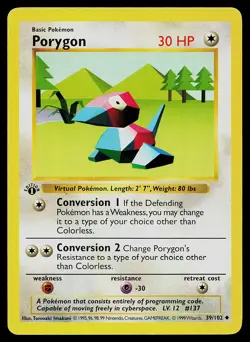 Pokemon Card - Porygon 1st Edition Base Set Shadowless 39/102 - Image 1