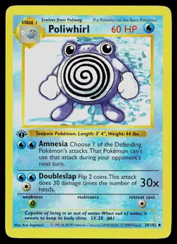 Pokemon Card - Poliwhirl 1st Edition Base Set Shadowless 38/102 - Image 1