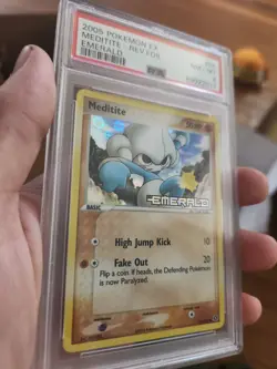 Meditite Reverse Holo PSA 8 Mint 2005 Pokemon EX Emerald STAMPED 55/106 - Image 1