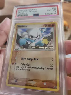 Meditite Reverse Holo PSA 8 Mint 2005 Pokemon EX Emerald STAMPED 55/106 - Image 2